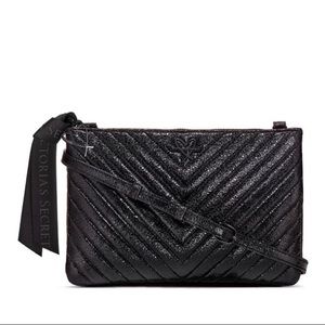 VICTORIAS SECRET V-QUILTED METALLIC GLAM CROSSBODY